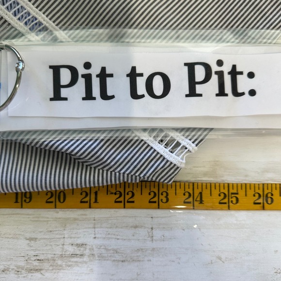 Talbots Tunic Blouse Womens Sz XL Scoop Neck Stripes Tie 3/4 Sleeves Coastal Top - Picture 7 of 10